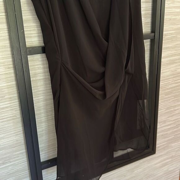 NWT Naracamicie black stretch blouse with layered chiffon front size S - Picture 3 of 8